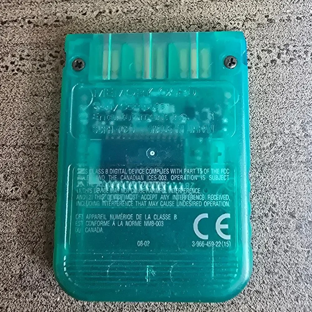 PS1 Sony PlayStation 1 Memory Card Translucent Emerald Green SCPH1020 Authentic